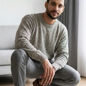 Men's Sedgefiekd Crewneck Knit Sweater in Light Gray: Size Large